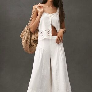 Linen Extended Waist Pants by Anthropologie